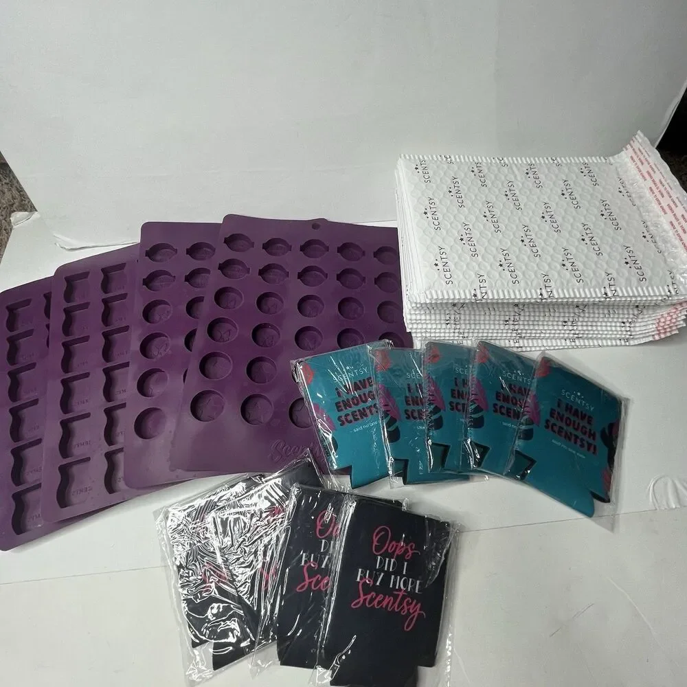 Scentsy Starter Kit Silcone Wax Molds  Shipping Supplies Koozies LOT